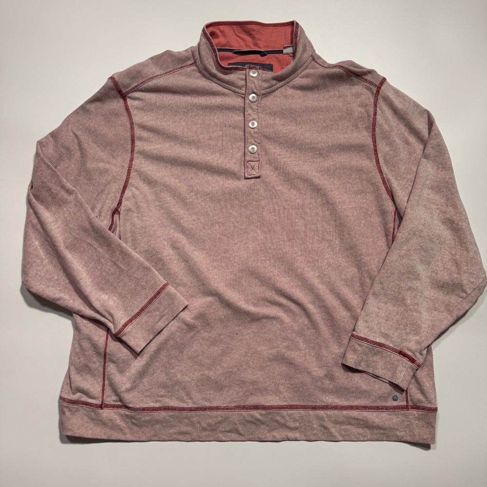 Tommy Bahama Men's Casual Pink 1/4 Button Long Sleeve Shirt Size 2XL